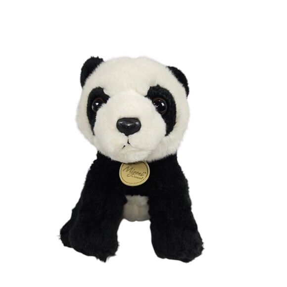 Aurora World Miyoni Plush Panda Sitting Black White Stuffed Animal Realistic 8" - Picture 1 of 12